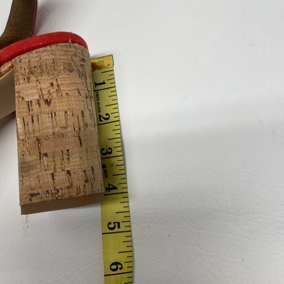 Free People Brooke Red Orange Suede Open Toe Platform Block Cork Heel Sandals 10 - Picture 9 of 10